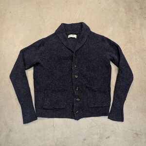 Line Of Trade Shetland Wool Cardigan Sweater Mens S Long Sleeve Navy